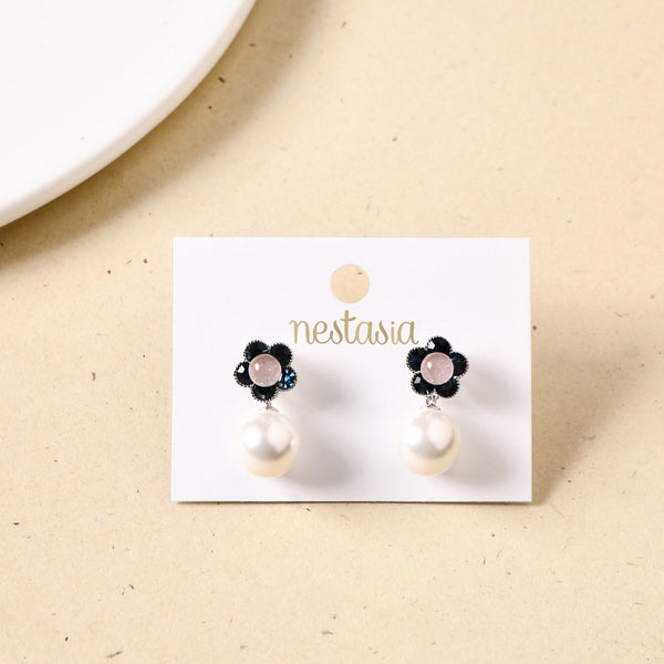 Floral Pearl Drop Earrings