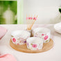 Floral Print Bowls With Tray And Toothpick Holder Set Of 6