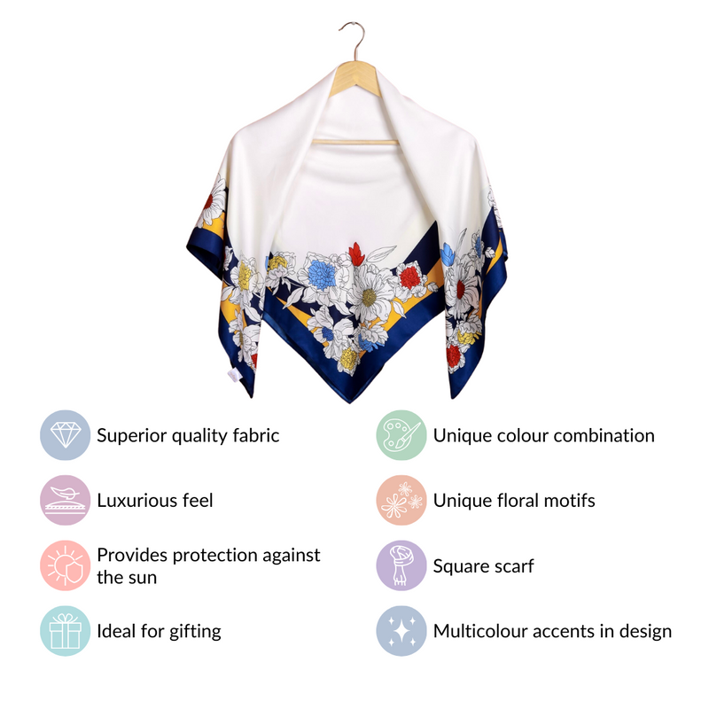 Floral Print Square Scarf For Women