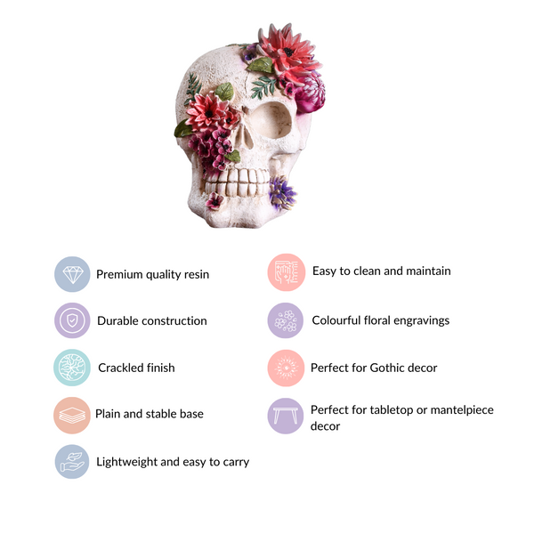 Floral Skull Decor Object