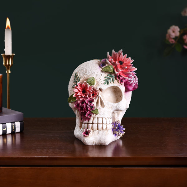 Floral Skull Decor Object
