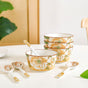 Floral Soup Bowl Set Of 4 With Spoons 370ml