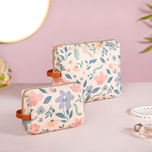 Floral Travel Toiletry Kit Bag Set Of 2