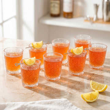 Floral Embossed Shot Glass Set Of 12 55ml