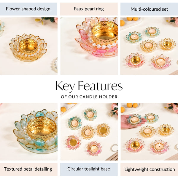 Floral Festivity Tealight Holder Set Of 6