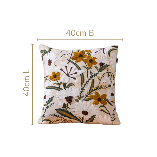 Floral Harmony Canvas Cotton Cushion Cover 40x40cm