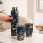 Floral Printed Stainless Steel Bottle And Tumbler Gift Set Of 3
