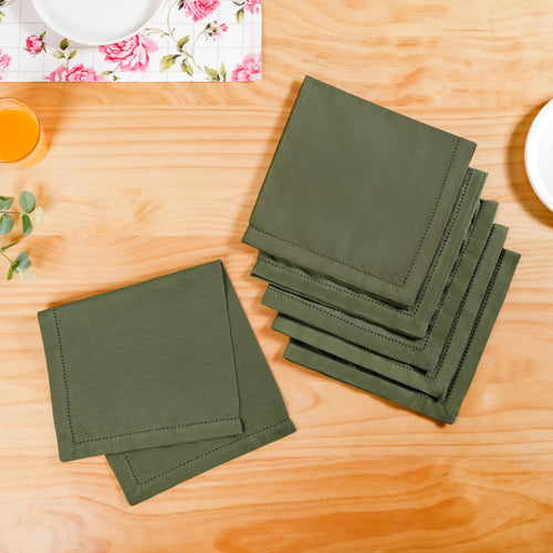 Floral Rouge Cotton Table Napkin Olive Green Set Of 6
