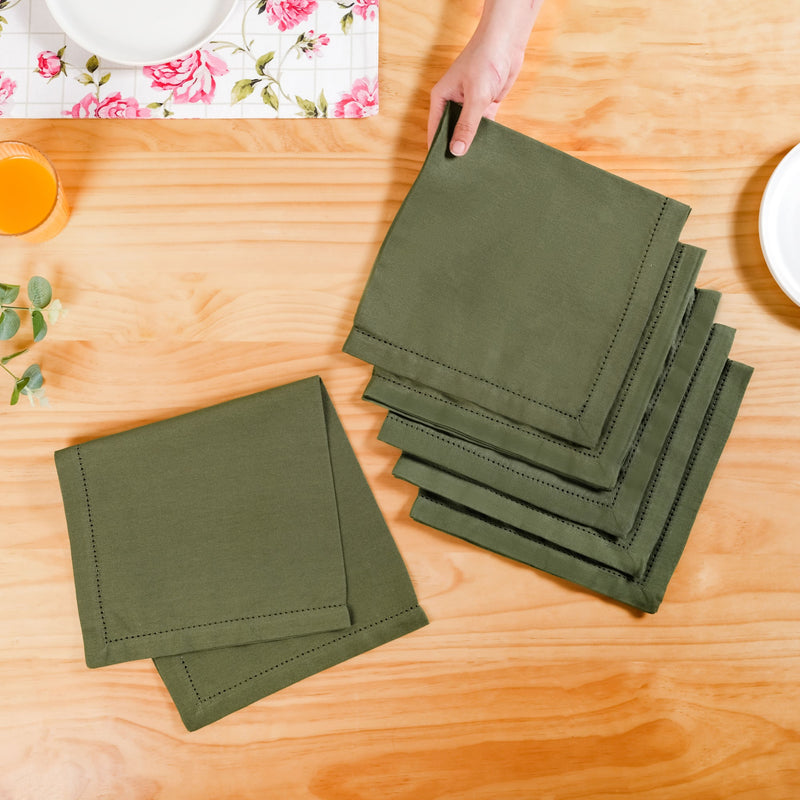 Floral Rouge Cotton Table Napkin Olive Green Set Of 6