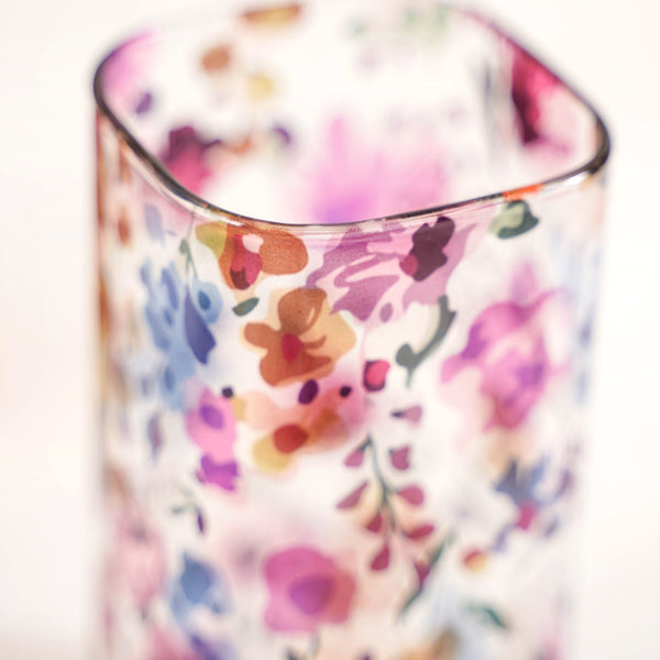 Garden Rose Printed Glass Tumbler Set Of 4 340ml