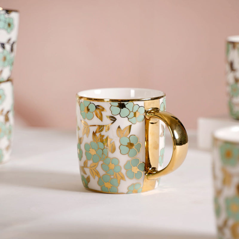Pastel Flowers Ceramic Teacup Set of 6 330ml - Tea cup set, tea cups, coffee cups, ceramic tea cups, coffee mugs, coffee mug set
