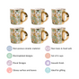 Pastel Flowers Ceramic Teacup Set of 6 330ml - Tea cup set, tea cups, coffee cups, ceramic tea cups, coffee mugs, coffee mug set