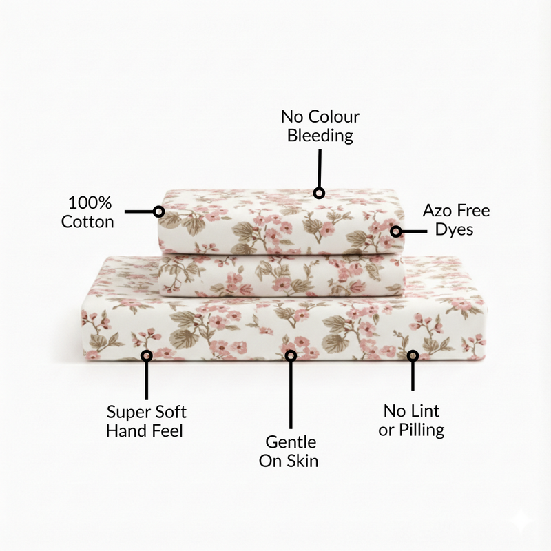 Florence Meadow Pure Cotton King Size Bedding Set 275x275cm