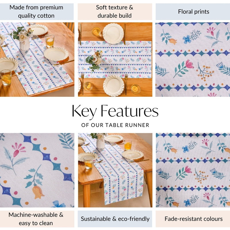 Florina Pure Cotton 8 Seater Runner 266x36cm