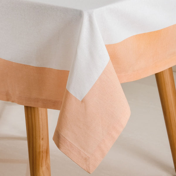 Ventosa Cotton Tablecloth For 6 Seater In Peach 200x150cm