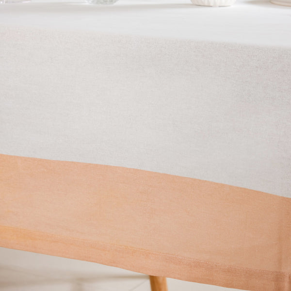 Ventosa Cotton Tablecloth For 6 Seater In Peach 200x150cm
