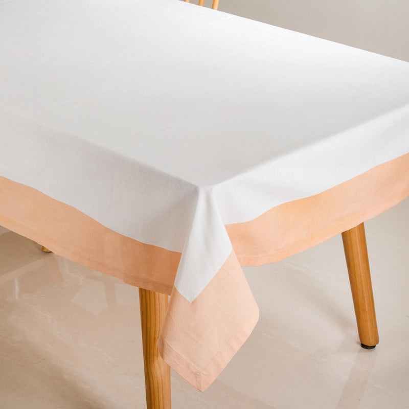 Flosculi Peach Cotton Tablecloth For 6 Seater 200x151 cm