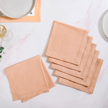 Flosculi Premium Cotton Hemstitched Dinner Napkins Set Of 6