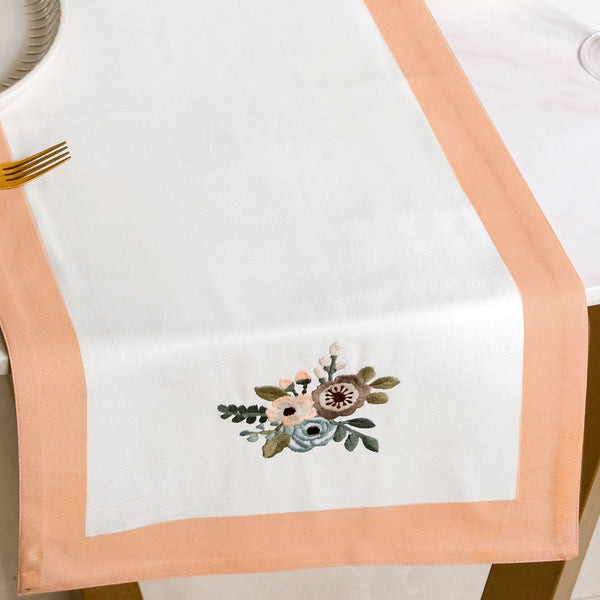 Ventosa Pure Cotton Table Runner In Peach 180x36cm