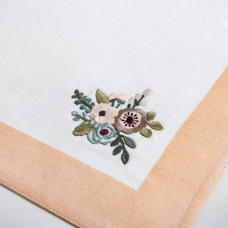 Ventosa Floral Embroidered Table Placemat Set Of 6 In Peach