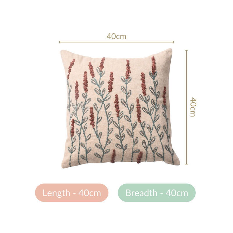 Decorative Flower Embroidered Cushion Case 15x15 Inch