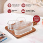 Petalia Glass And Wood Serving Platter Set Of 4