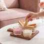 Petalia Glass And Wood Serving Platter Set Of 4