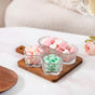 Petalia Glass And Wood Serving Platter Set Of 4