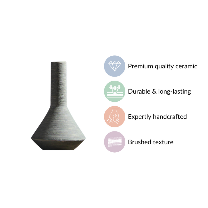 Brushed Texture Scandinavian Vase Blue