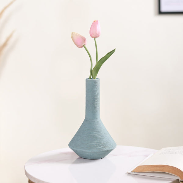 Brushed Texture Scandinavian Vase Blue