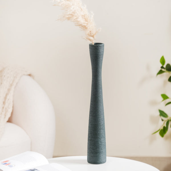 Ceramic Matte Finish Textured Thin Vase