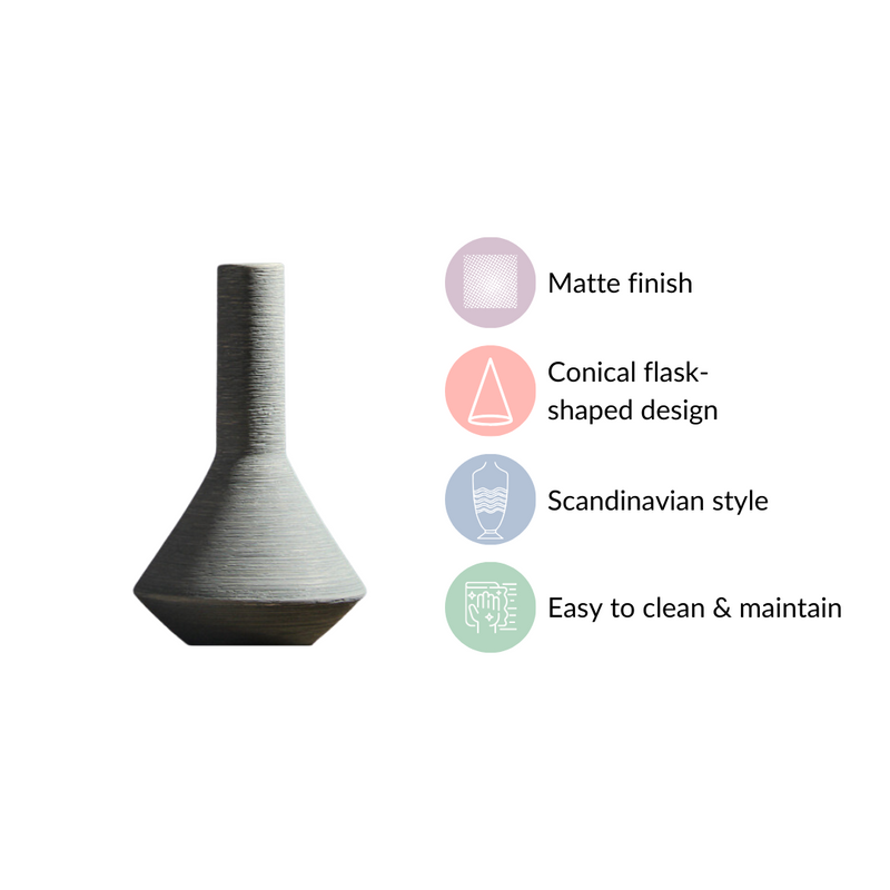 Brushed Texture Scandinavian Vase Blue