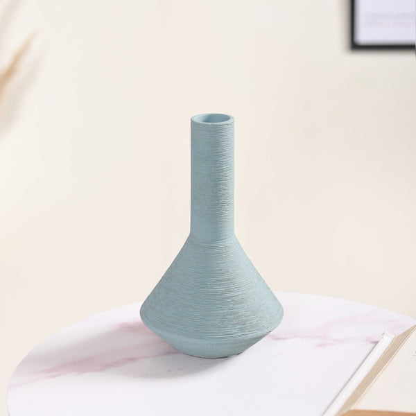Brushed Texture Scandinavian Vase Blue