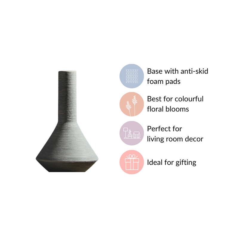 Brushed Texture Scandinavian Vase Blue