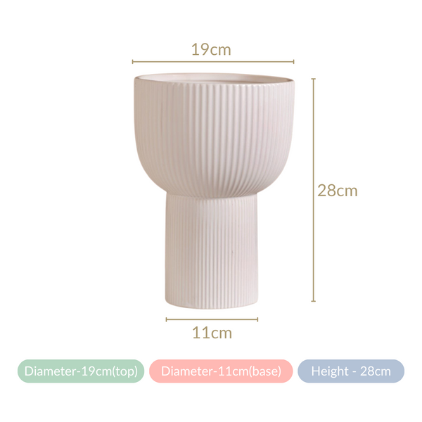 Wide Mouth Ceramic Flower Pot White