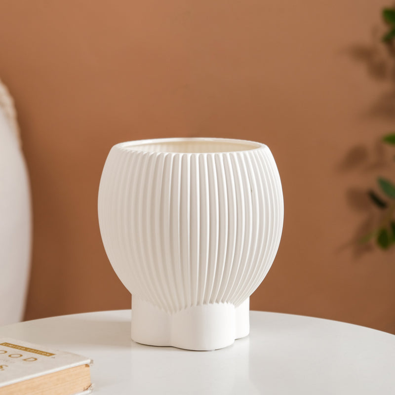 Handmade Fluted Decorative Ceramic Vase - Handmade Decorative Ceramic Flower Vase, Artisan Ceramic Vase, Unique Floral Vase, Handcrafted Flower Vase