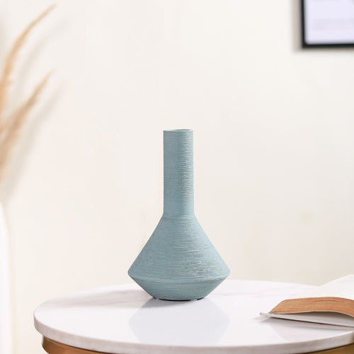Brushed Texture Scandinavian Vase Blue