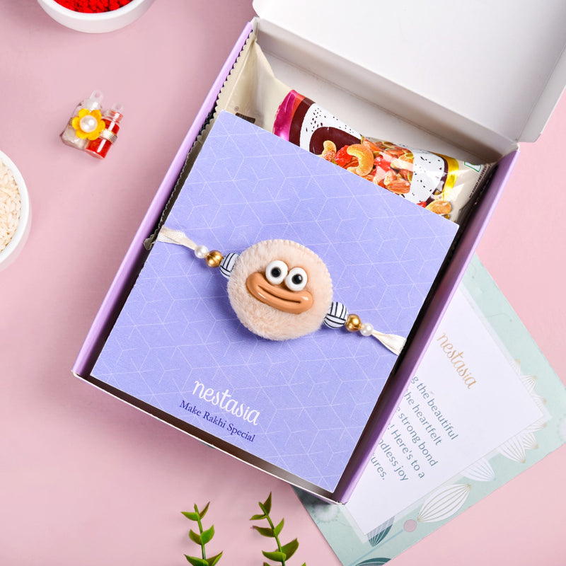Fluffy Cartoon Rakhi Gift Set