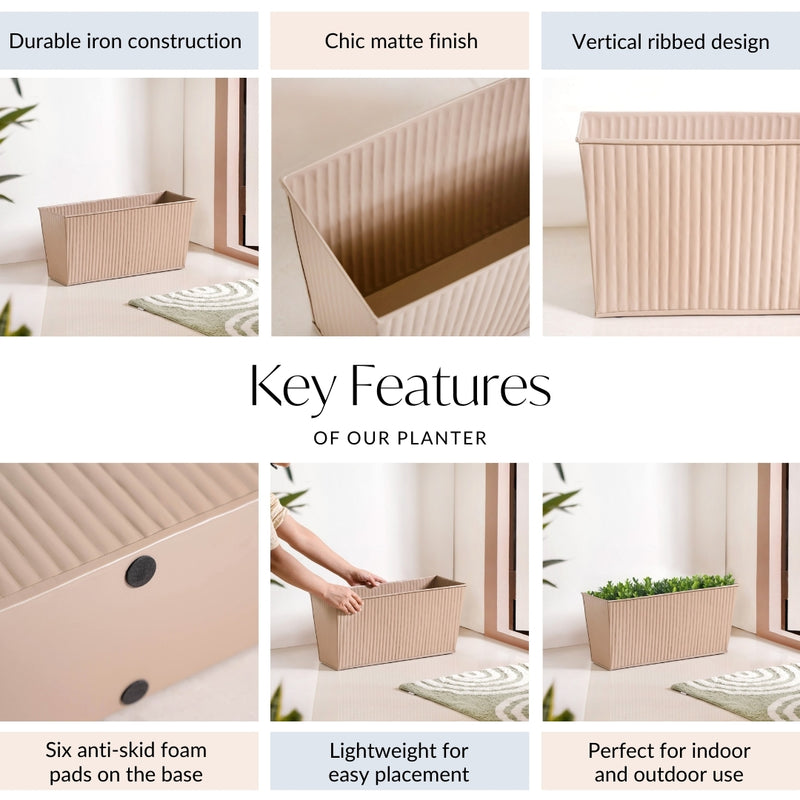 Fluted Balcony Planter Box Taupe