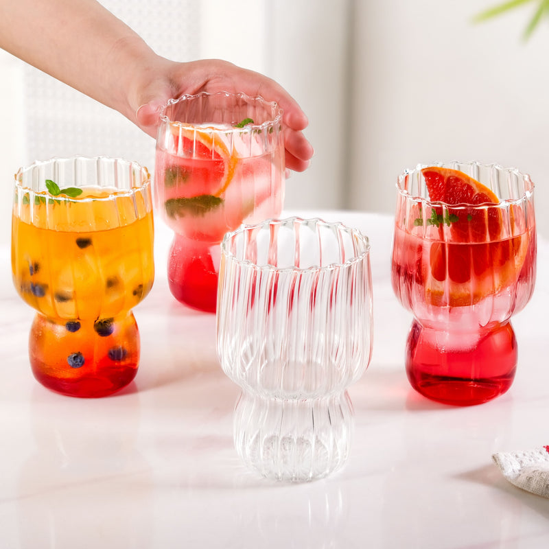 Fluted Borosilicate Glass Tumblers Set Of 4 460ml