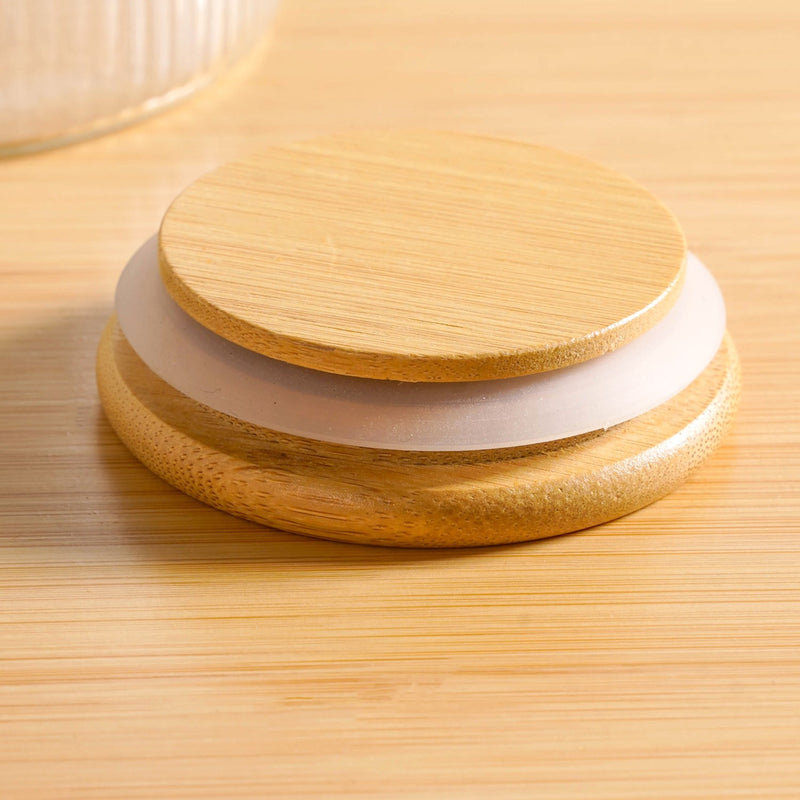 Fluted Cooking Oil Dispenser Bottle With Wooden Lid 1000ml