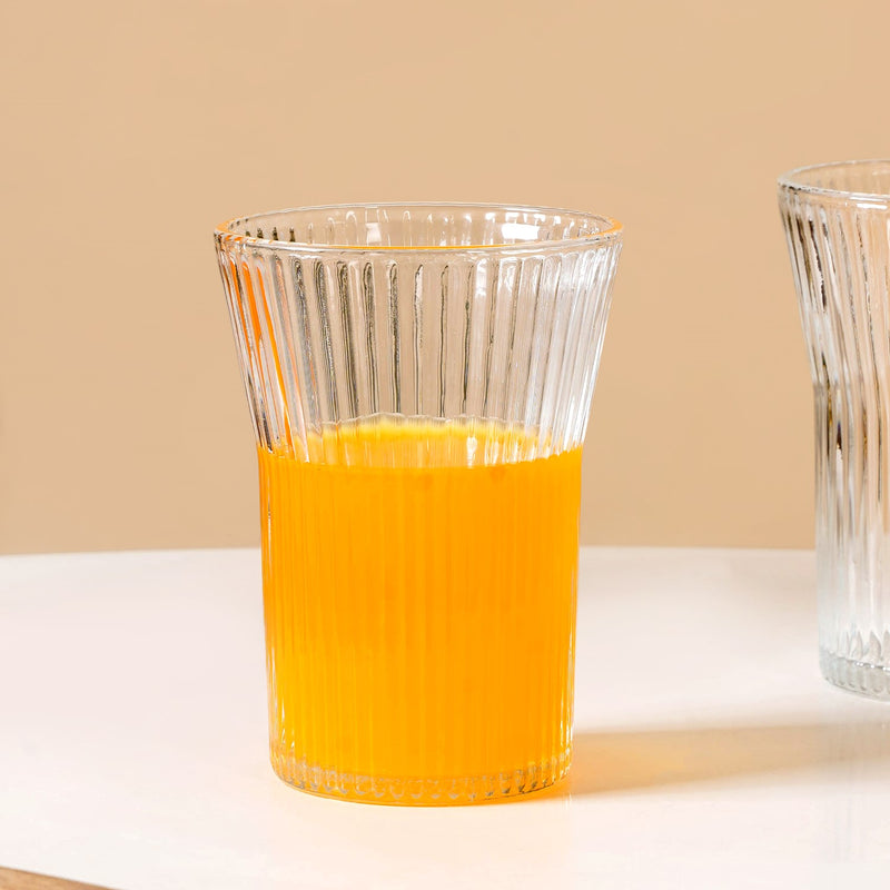 Fluted Glass Carafe Jug With 2 Tumblers