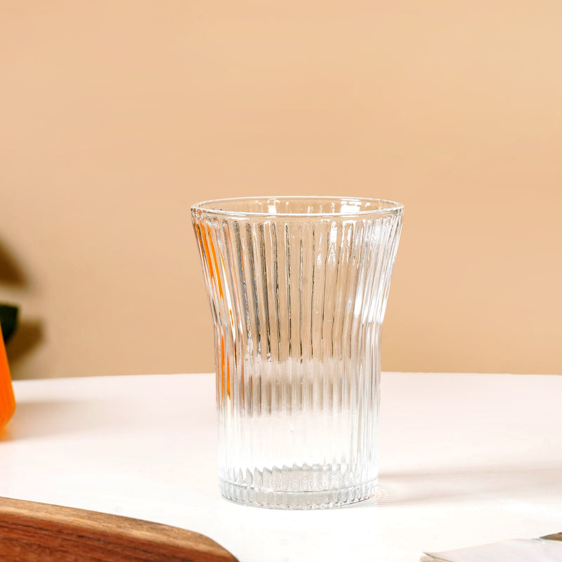 Fluted Glass Carafe Jug With 2 Tumblers