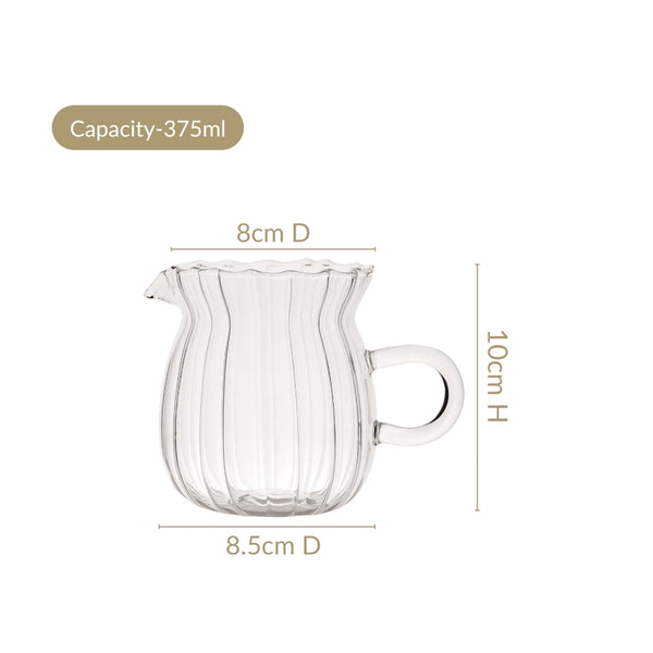 Fluted Glass Creamer Coffee Jug Set Of 2 375ml
