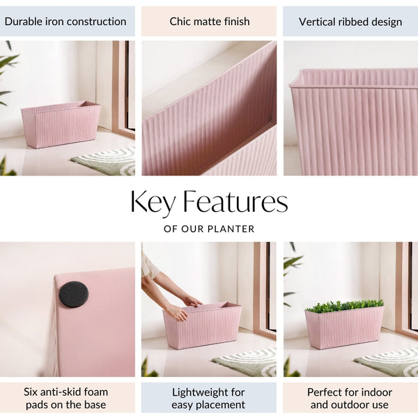 Fluted Indoor Planter Box Pink