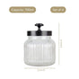 Fluted Jar With Flower Knob Lid Set Of 4 Matte Black 700ml