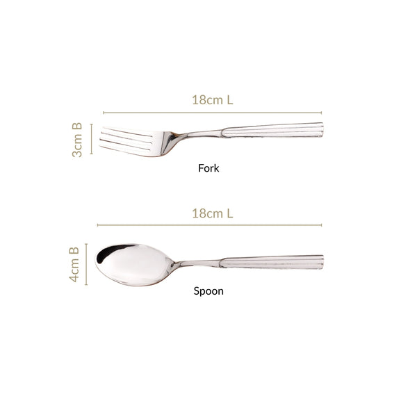 Fluted Stainless Steel Spoons And Fork Set Of 12