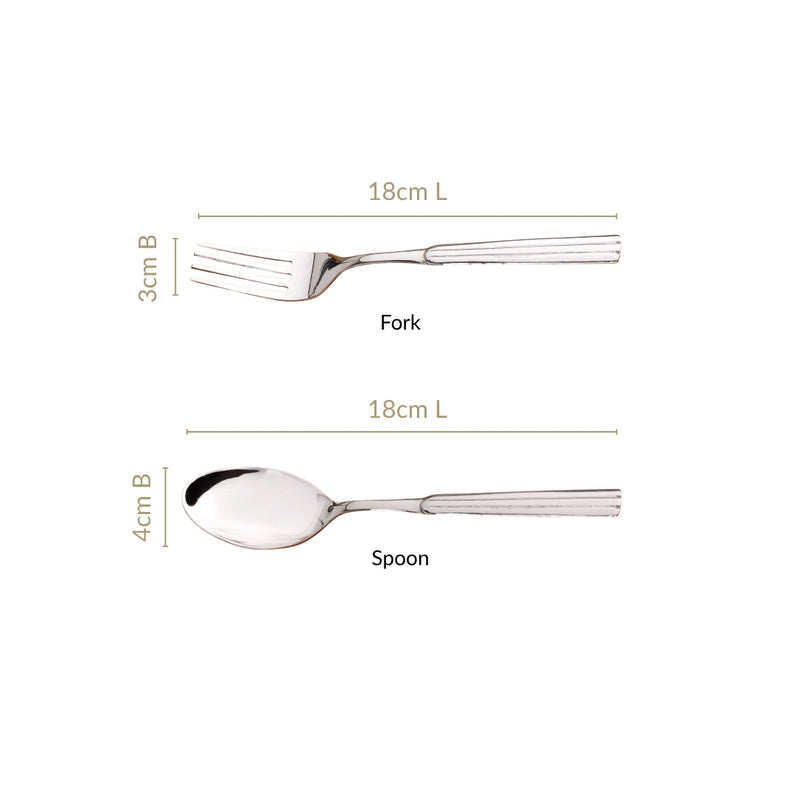 Fluted Stainless Steel Spoons And Fork Set Of 12