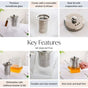 Fluted Glass Kettle With Wooden Handle 700ml