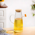Fluted Cooking Oil Dispenser Bottle With Wooden Lid 1000ml
